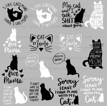  Милые белые черные кошки Цитаты Патчи для одежды DIY Моющаяся наклейка с теплопередачей на одежде Печать на футболке Сумки Декор