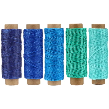 50M Blue Series Вощеный хлопковый шнур Шитье 5 цветов для изготовления ювелирных изделий DIY Браслет Ожерелье И Кожаное Ремесло Швейные Аксессуары