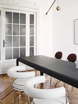 Дом простой современный металлический офисный стул из воловьей кожи