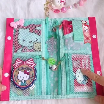 Kawaii Sanrio Аниме Hello Kitty Cherry Многофункциональная сумка для хранения Симпатичная мультяшная милая идентификационная сумка Кошелек для монет Подарки