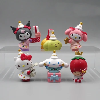 Sanrio Аниме Фигурка 5 см Hello Kitty Рождество Cinnamoroll Melody Kuromi Костюм Фигурки Коллекционные предметы Kawaii Toys Send A Gifts