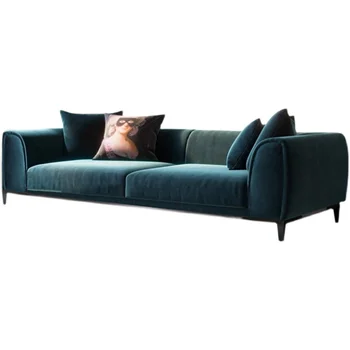 Изготовленный на заказ роскошный латексный фланелевый диван Nordic Light из нержавеющей стали, металлический диван для ног для небольшой семейной виллы в Гонконге