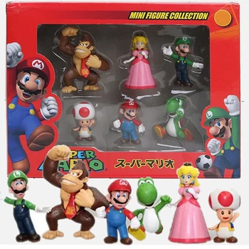 НОВИНКА Super Mario Bros ПВХ фигурки игрушки куклы модель набор аниме игра луиджи йоши донки конг гриб для детей подарки на день рождения