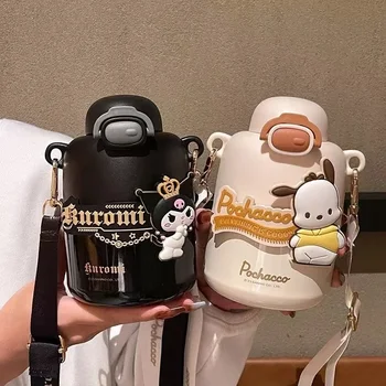 Sanrio Kawaii Аниме Kuromi Cinnamoroll Прекрасная вакуумная чашка из нержавеющей стали Симпатичная мультяшная студенческая бутылка для воды большой емкости Подарки