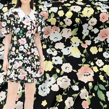  Европейская и Американская Мода Красочная Цветок Печатная Хлопковая Ткань Для Женщин Платье Блузка Ручной Работы DIY Ткань Шитье