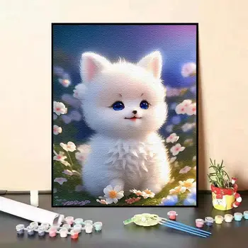 Милая собака цифровая картина маслом заливка цвет D девушка день рождения ручная живопись отдел декоративной живописи