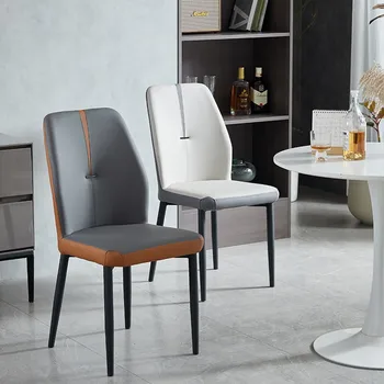 Минималистичный скандинавский обеденный стул Современный дом Американский роскошный обеденный стул на открытом воздухе Кожаный гостиничный спальня Eetstoelen Домашняя мебель