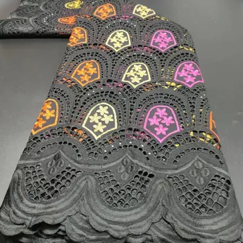 JNP Хлопок Африканская кружевная ткань Швейцарская вуаль Элегантная вышивка Цветочный узор Качество нигерийский 5 ярдов для шитья платья из ткани