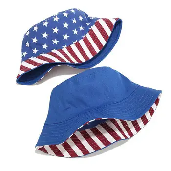 Повседневная шляпа-ведро Американская патриотическая защита от солнца для рыбалки на открытом воздухе