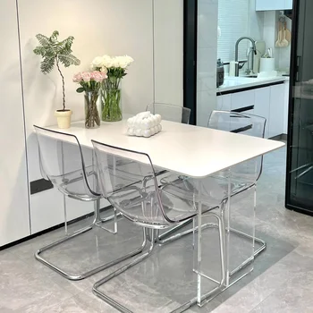 Прозрачный скандинавский обеденный стол Водонепроницаемый белый Современный журнальный столик в прихожей Офисный ресторан Mesas De Jantar Домашняя мебель