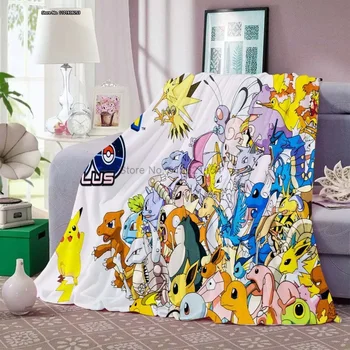 Прекрасное одеяло с рисунком Пикачу Pokemon 3D Цифровой печатный диван для спальни Мягкий и удобный фланелевый плед