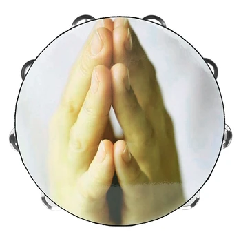 Двухрядный джингл Бубен Колокольчик Хлопок Барабан Колокол Перкуссия Инструмент - Молящаяся рука