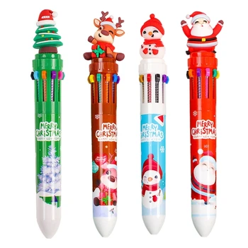 Рождественская шариковая ручка 10-в-1 выдвижная многоцветная шариковая ручка для ребенка Calss Награда Рождественская вечеринка