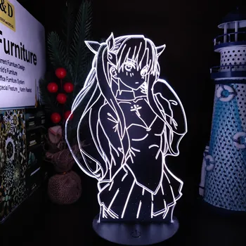 Fate/Stay Night Tohsaka Rin Аниме 3D LED Иллюзия Лампа Ночники Lampara для домашнего декора Настольная лампа Коллектор Изменение цвета