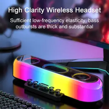 Беспроводные динамики Стереозвук на 360 градусов с RGB Ослепительный свет Низкая задержка Bluetooth-совместимые наушники 5.3