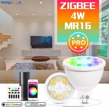 ZigBee 3.0 Smart RGBCCT MR16 Spotlight Pro 4 Вт AC/DC12V Bulb 30 120 градусов Угол луча 120 градусов Работа с приложением Alexa Echo Plus Voice 2.4G RF
