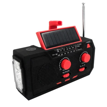  Многофункциональный ручной рукоятка Солнечное радио FM / AM Погодное радио Аварийный светодиодный фонарик для кемпинга на открытом воздухе