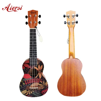Aiersi New Design 21-дюймовая укулеле с УФ-печатью и бесплатной сумкой, капо, тюнером, 4-струнным музыкальным инструментом для начинающих и профессионалов