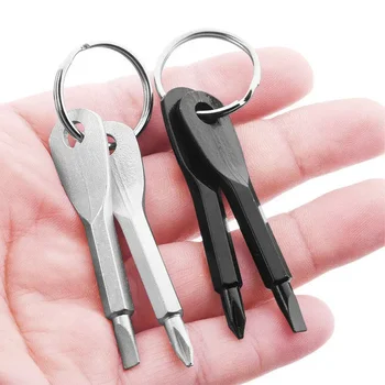  Открытый мини EDC Отвертка Портативный набор отверток Инструмент с кольцом для ключей Многофункциональный карманный инструмент с нержавеющим брелоком для ключей
