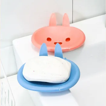 Пластиковый дышащий двухслойный мультяшный кролик в форме кролика держатель мыла мыльница