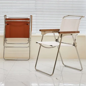 Роскошные седловидные кожаные обеденные стулья Простой складной стул со спинкой Современный расслабляющий офис Sillas De Comedor Домашняя мебель WK50CY