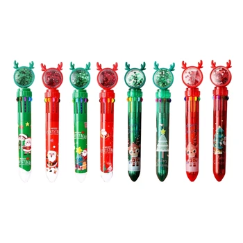 4 шт. Рождественская шариковая ручка 10-Colors-in-1 Многоцветная ручка Рождественский чулок Наполнитель Выдвижные шариковые ручки для детей