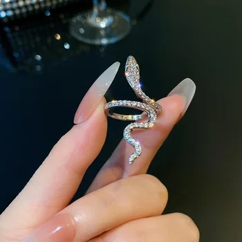  Новое открытое кольцо змеи регулируемые кольца животных рептилия для мужчин и женщин мода панк мальчик девочка день рождения стразы ювелирные изделия подарки