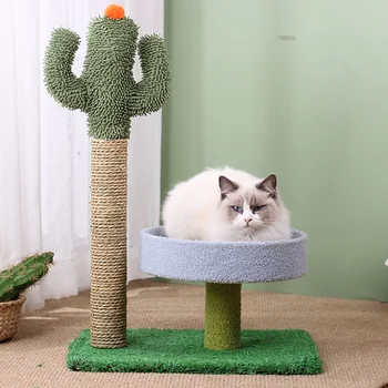 Лазалка для маленького кактусового кота, трехслойная когтеточка, когтеточка из сизаля, кошачье гнездо, платформа для прыжков, игрушка для домашних животных