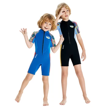 2,5 мм Гидрокостюмы для мальчиков Детские термокостюмы с коротким рукавом Цельные неопреновые купальники для детей