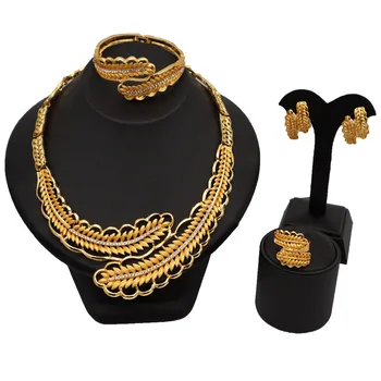 Gold Paddy Геометрические ювелирные наборы для женщин Дубай Ювелирные наборы Свадебные украшения Турецкие ювелирные изделия