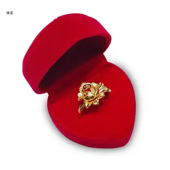 X5QE Предложение Обручальное Кольцо Коробка Сердце Серьги Ювелирные Кольца Коробка Для Футляра (Красный)