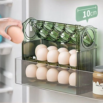  автоматический флип-органайзер для яиц, 3-уровневый держатель для яиц на 30 счетов, контейнер для хранения яиц для боковой дверцы холодильника или столешницы