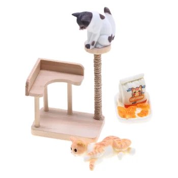 1 комплект микро-ландшафт мини-фигурка котенка и маленькая кошачья башня модель дома аксессуары
