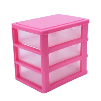  Мини-полупрозрачный пластиковый ящик для хранения выдвижного ящика (розово-красный, 3 слоя)