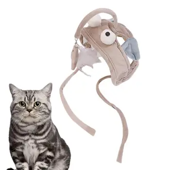 Интерактивные игрушки для кошек на голове Рыбалка Головной убор Шляпа Перья Дразнить котенка Кошки Головные уборы Самоиграющие товары для домашних животных
