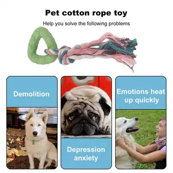 Красочная веревочная жевательная игрушка Красочная треугольная хлопчатобумажная веревочная игрушка для собак для снятия скуки Снижение стресса для развлечений