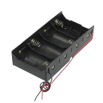 Черный 4 x 1,5 В D Держатель батареи Чехол для хранения Коробка с проводами