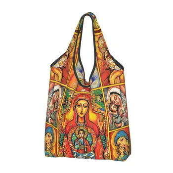 Многоразовая сумка для покупок Богоматери Гваделупской для продуктов Складные сумки для продуктов Jesus Virgin Mary Моющиеся большие сумки