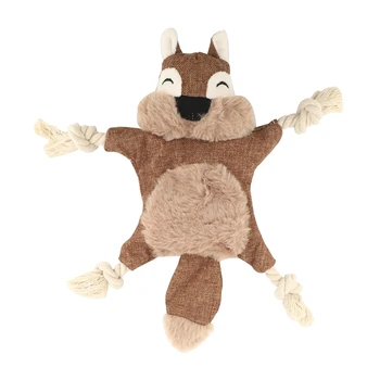 Stuffless Dog Toys для щенков, Crinkle Squeaky Dog Chew Toys Squirrel Плюшевая игрушка для собак с веревочными узлами для маленьких собак