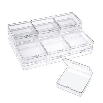 16 Упаковка Небольшие контейнеры Прозрачные пластиковые коробки Органайзеры для хранения бусин с откидными крышками для мелких предметов, ювелирных изделий, поделок