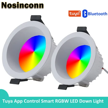 RGB потолочный светильник Tuya Smart Control 10 Вт 15 Вт Потолочная светодиодная лампа с затемнением 3 дюйма 4 дюйма 16 миллионов цветов Bluetooth Умный светодиодный прожектор
