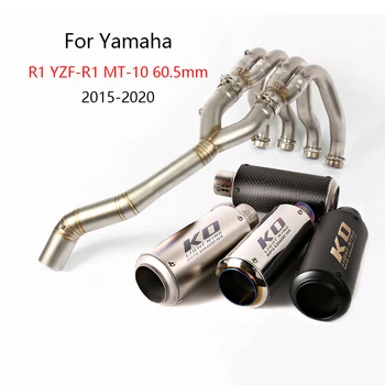 Полная выхлопная система для Yamaha R1 YZF-R1 MT-10 2015-2020 Выхлопная труба мотоцикла Коллектор Mid Link Tube Slip On 61 мм Наконечники глушителя