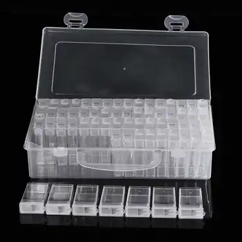 64 Сетка Прозрачный пластиковый контейнер для хранения алмазной живописи Чехол для ремесел Органайзеры Хранение бисера Художественная вышивка Аксессуары для ногтей
