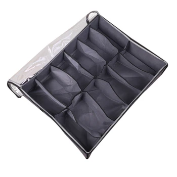 Органайзер для хранения обуви под кроватью Складной тканевый контейнер для обуви с прозрачной крышкой Сумка для хранения через окно