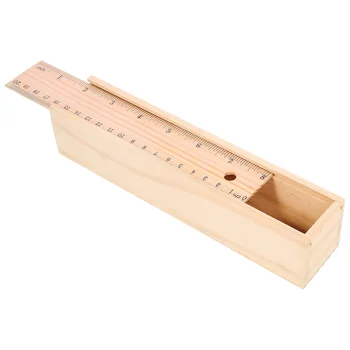 Пенал Деревянная коробка для ручек с линейкой Крышка Канцелярский контейнер Многоразовый ящик Чехол для ручек