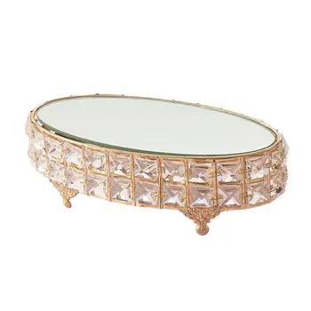  Овальное зеркало - Подставка Кекс Фруктовый десерт Сервировочный поднос Элегантное золото