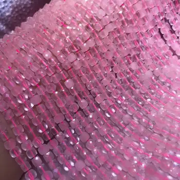 розовый кварц свободные бусины квадратные граненые 4-4,5 мм природа для изготовления ювелирного ожерелья 14 дюймов FPPJ оптом