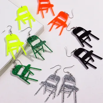 Новые забавные акриловые 3D плоские серьги со спинкой стула для женщин креативные многоцветные складные серьги для сиденья персонализированные ювелирные изделия