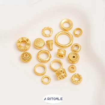  индивидуальный сильный цвет золотое ходовое кольцо ручной работы круговая концентрическая бусина с большим отверстием DIY тканый браслет аксессуары