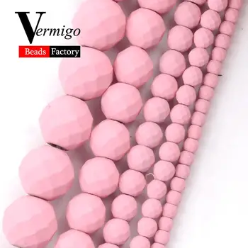 Натуральный розовый нанотехнологический каучуковый граненый камень бусины из гематита для ювелирных изделий из свободного бисера 2 3 4 6 8 10 мм DIY-браслет ожерелье15